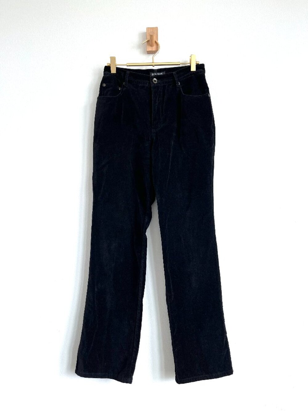 Vintage New York & Co. Black Cotton Velvet Jeans - Mid-Rise Straight Leg - 4